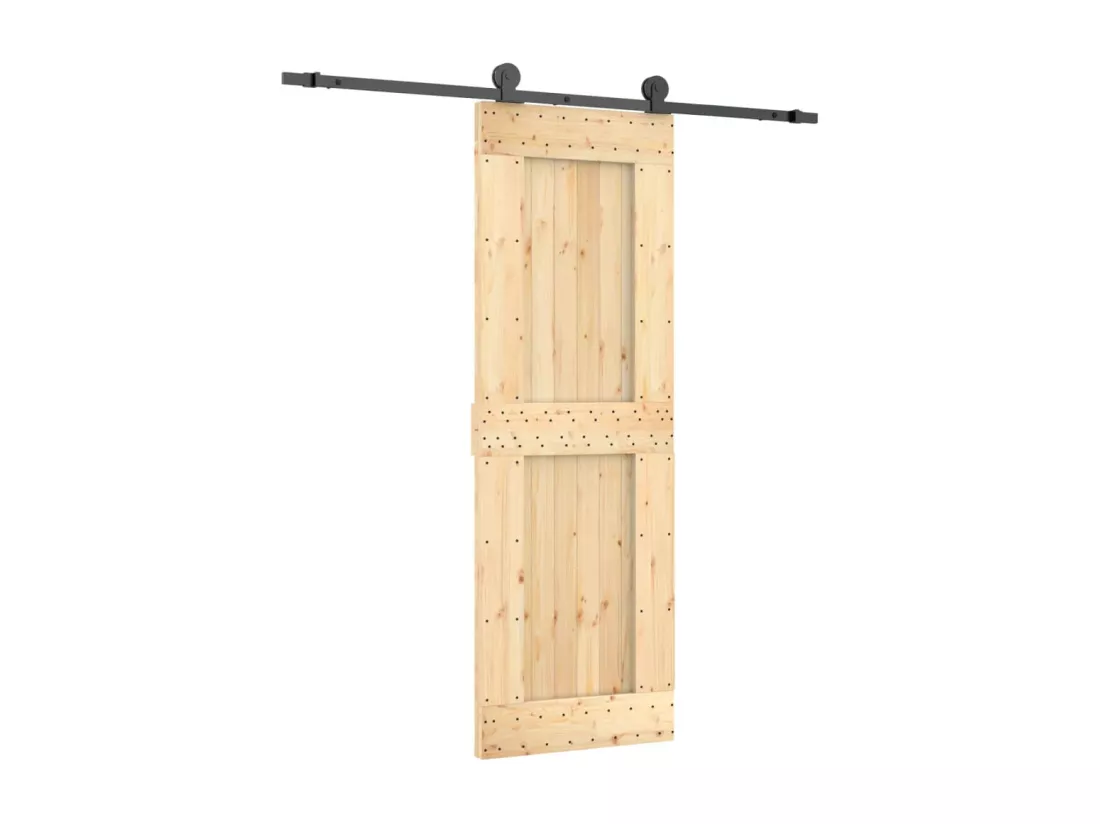 Porte coulissante et kit de quincaillerie 70x210 cm pin massif