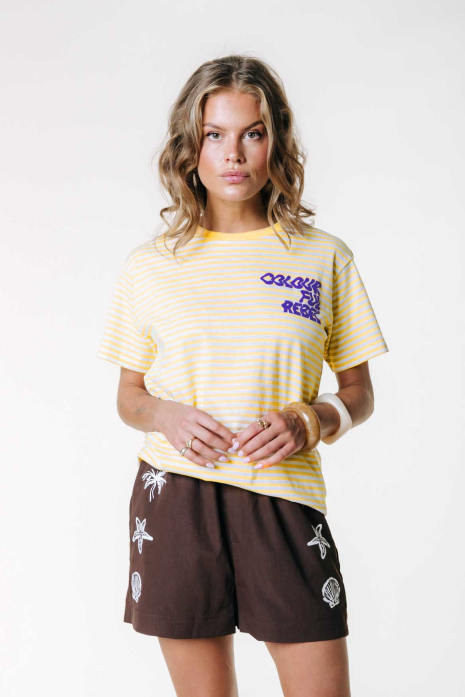 Colourful Rebel Puff Logo Striped T-shirt