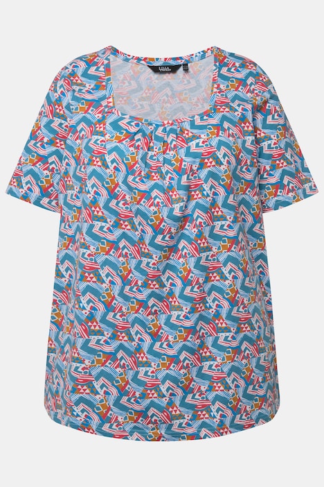 T-Shirt, Zierfalten, A-Linie, Carree-Ausschnitt, Halbarm