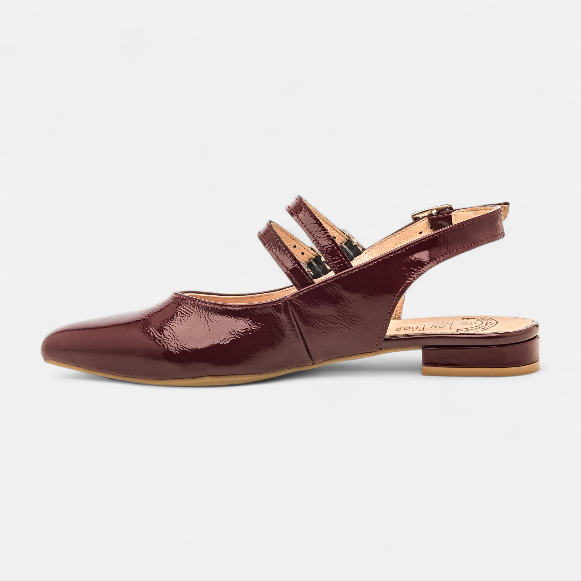 Escarpins avec bride arrière Femme en cuir bordeaux