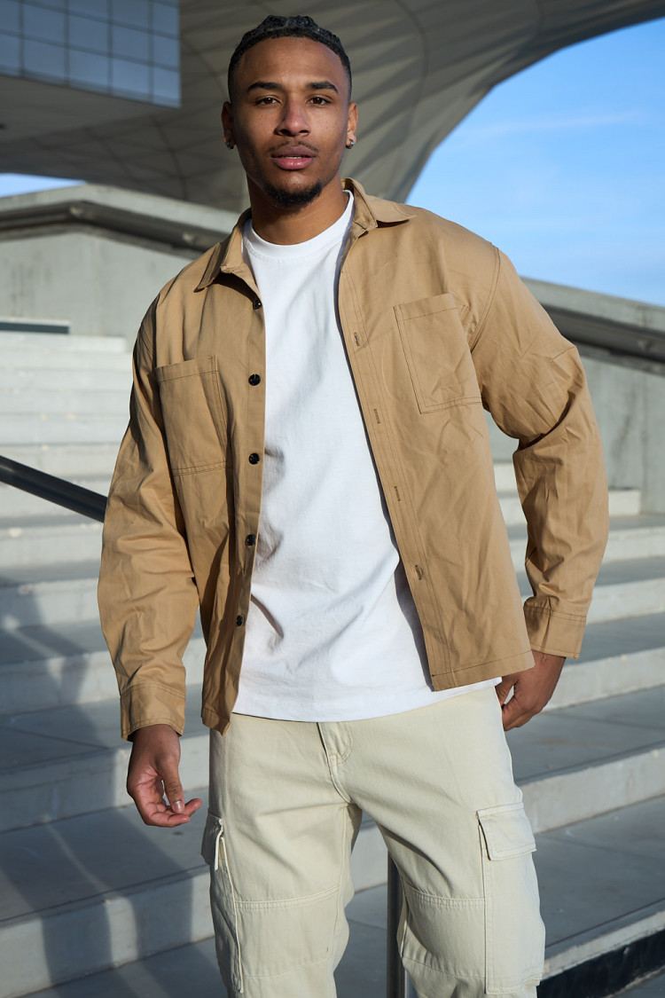 Chemise épaisse camel