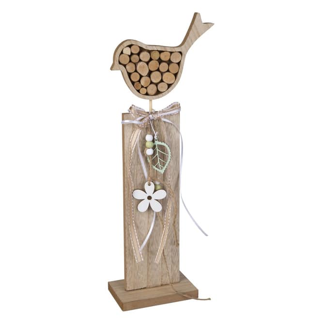 Säule - Vogel mit Blumen - ca. 11 x 7 x 38,5 cm