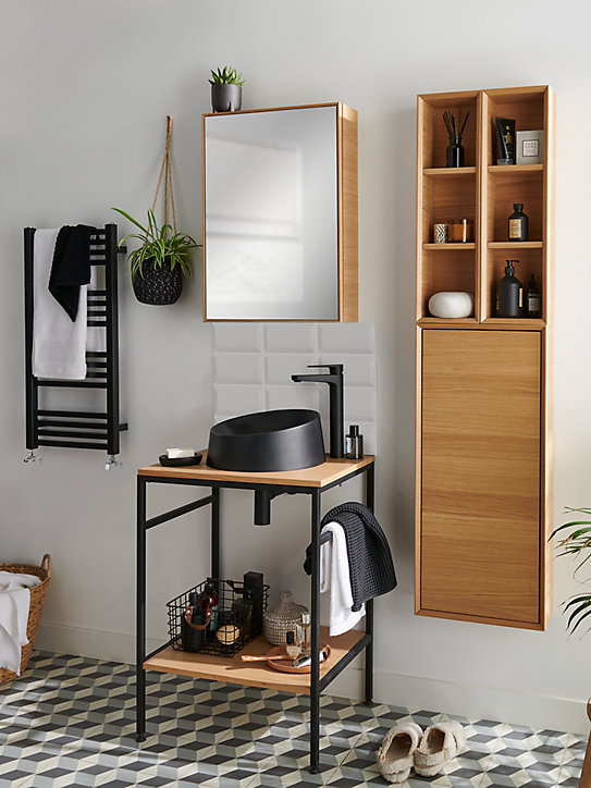 Console pour vasque à poser GoodHome Duala métal noir 60 cm