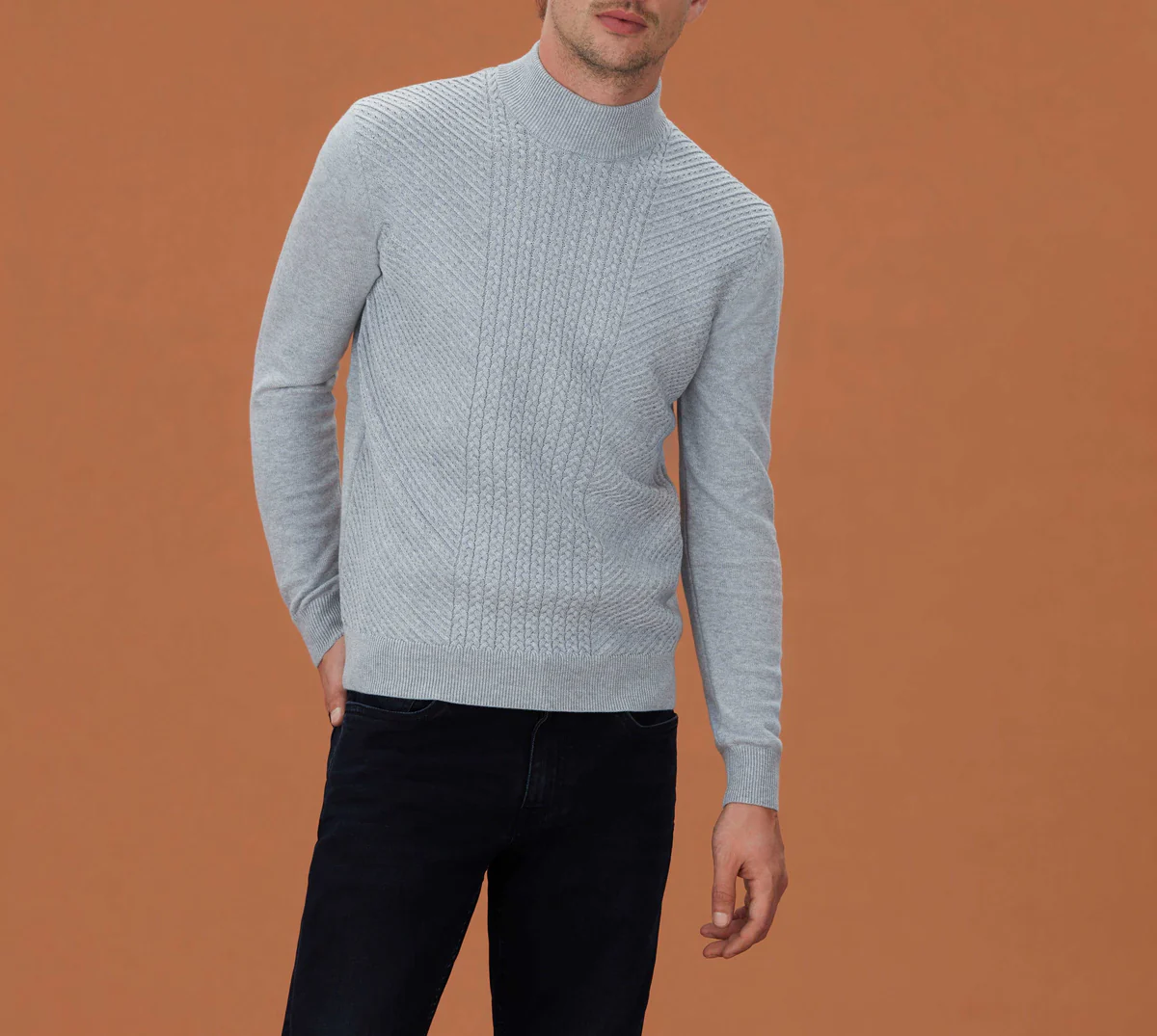 Pull à col mi-haut gris 
