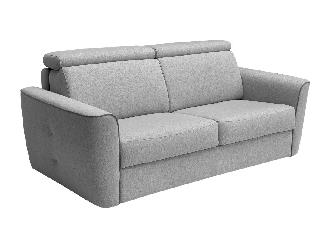Canapé 4 places convertible express en tissu gris clair - couchage 160 cm - matelas 16 cm FLUTARI