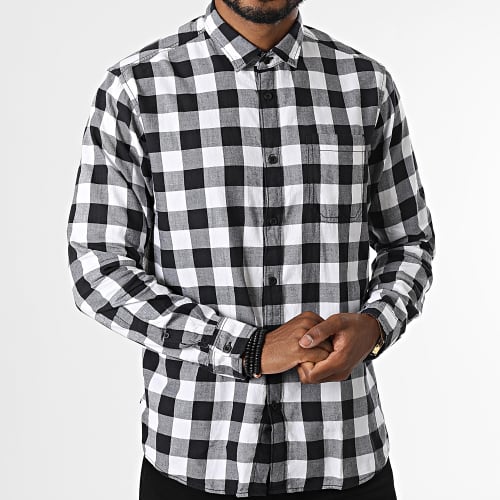 Chemise Manches Longues A Carreaux 992CC2F301 Noir Gris Blanc