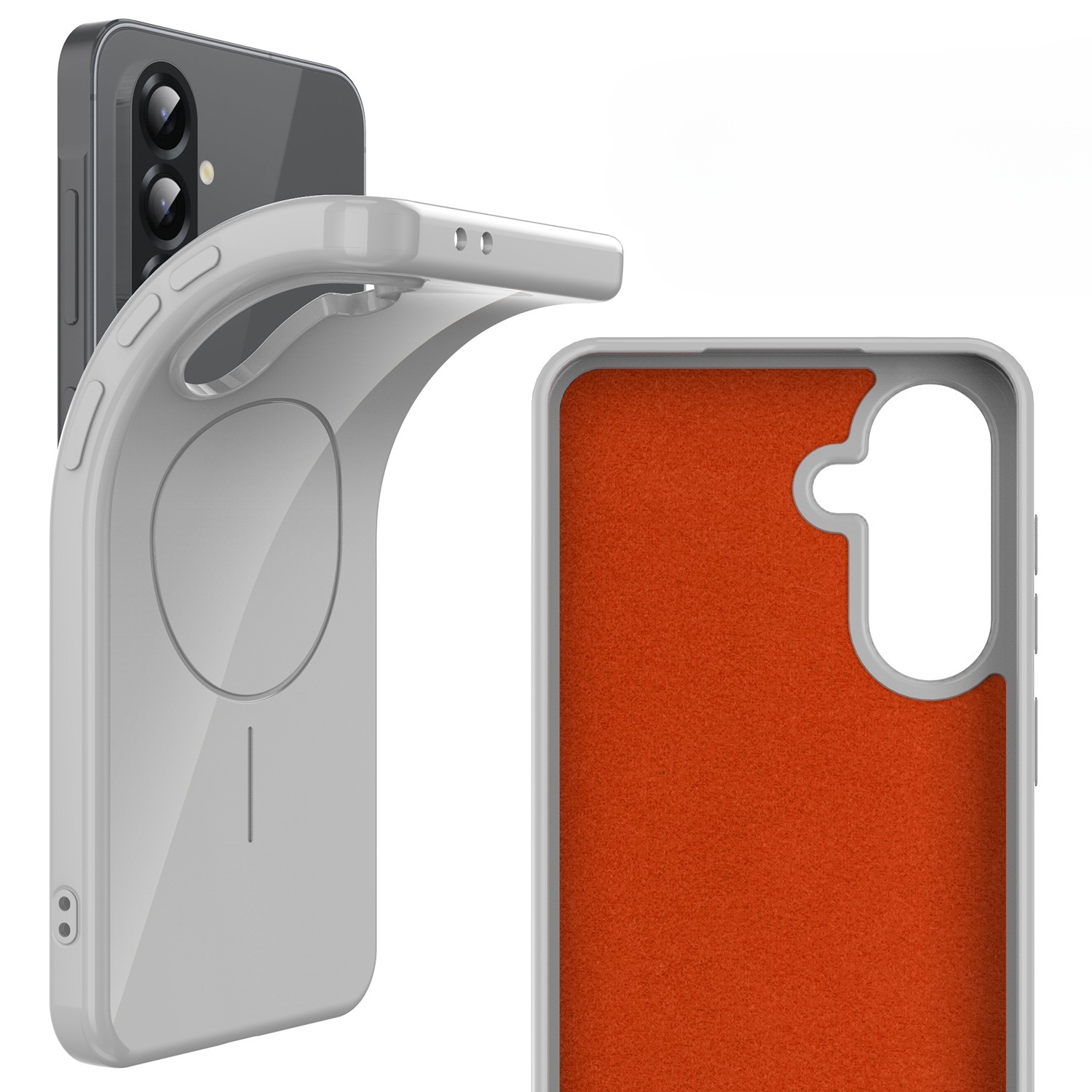 Samsung Galaxy A17 Gummi Case Hülle   Trageschlaufe MagSafe-Modul - Weiss