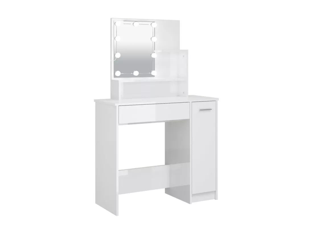 Coiffeuse avec LED blanc brillant 86,5x35x136 cm