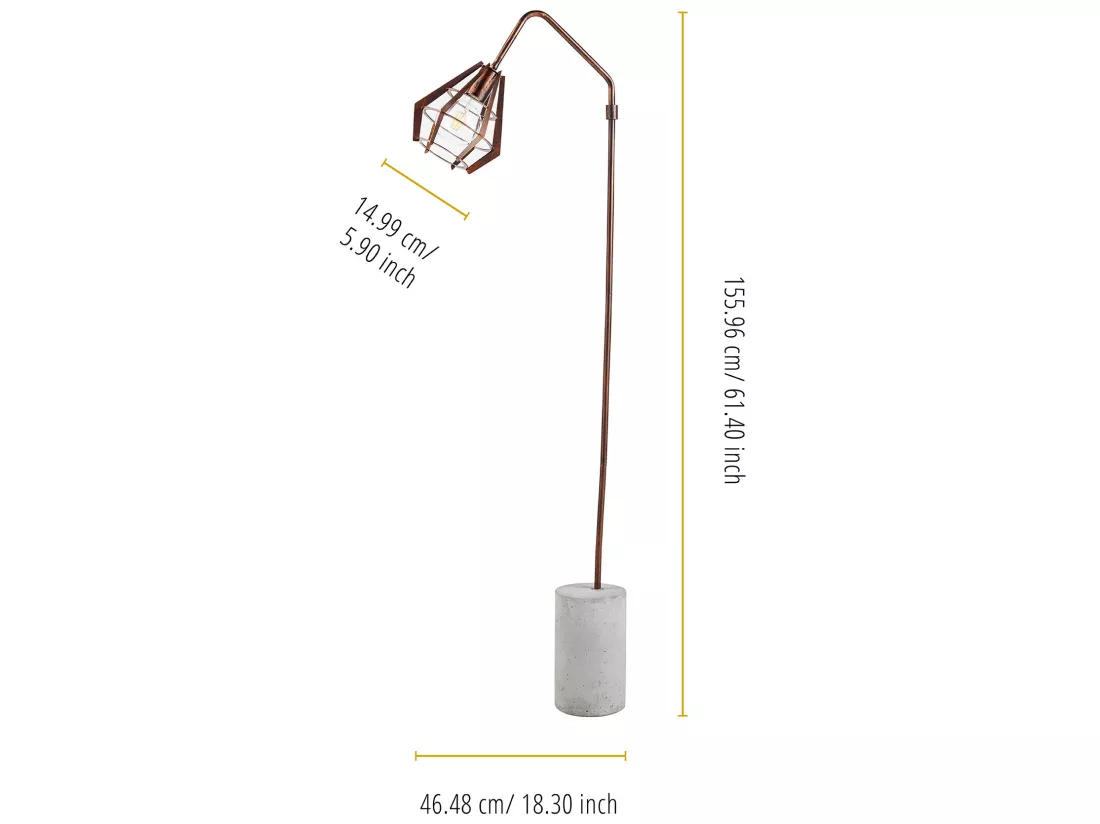 Lampadaire Rustica lampe de sol sur pied cuivrée avec ciment VN-L00046-EU
