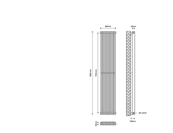 Radiateur eau chaude GoodHome Kensal Vertical Anthracite 1 117 W