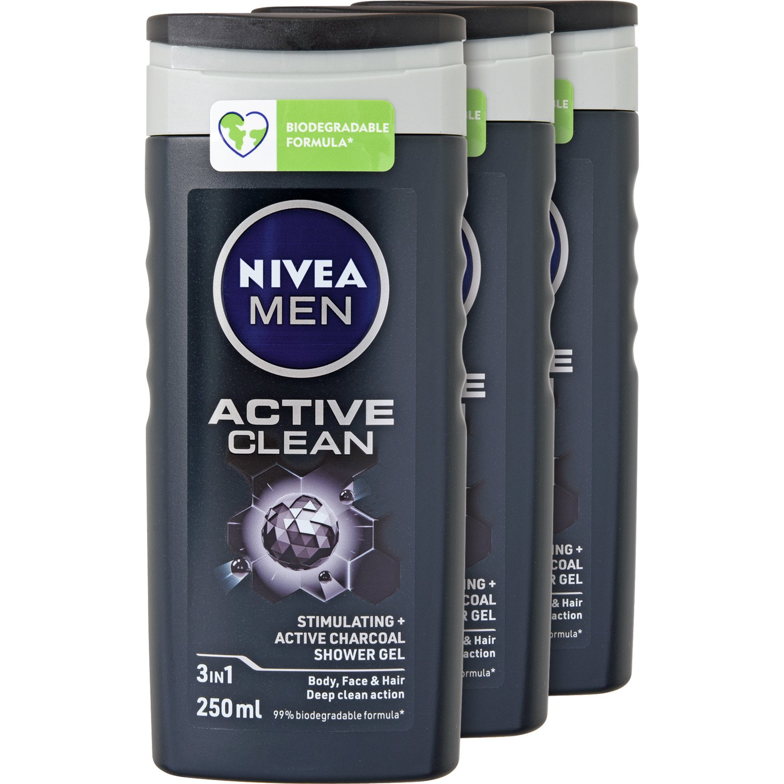 Nivea Men 3in1 Pflegedusche Active Clean 3 x 250 ml