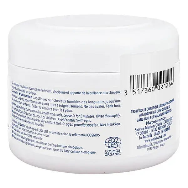Máscara capilar nutritiva Natessance com manteiga de karité orgânica e queratina vegetal 200ml