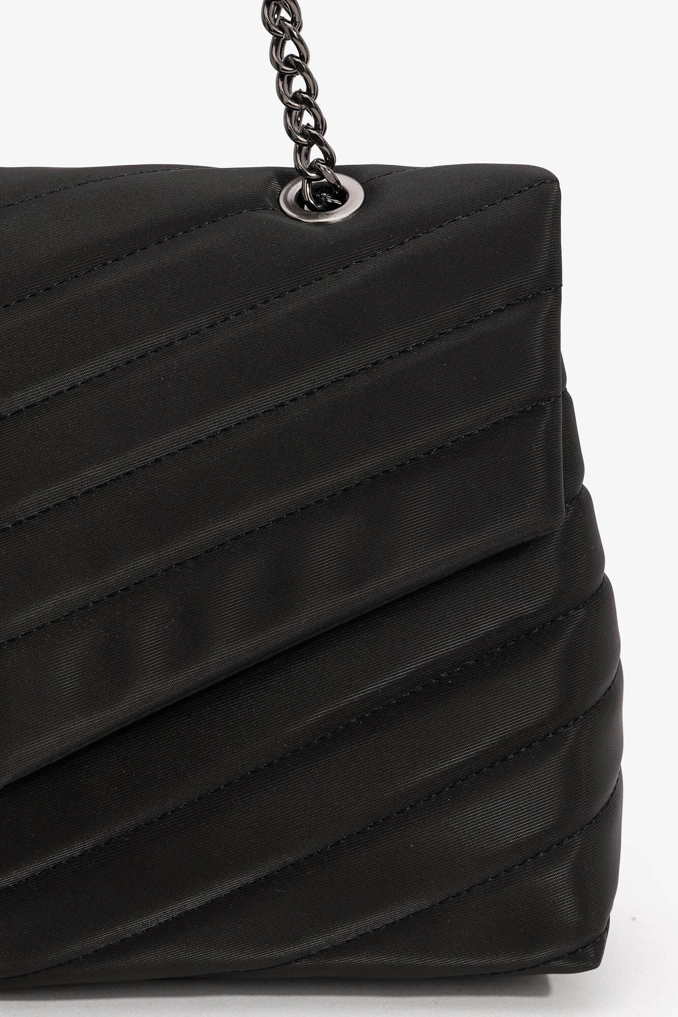 Bolsa de ombro acolchoada com alça combinando - Preta