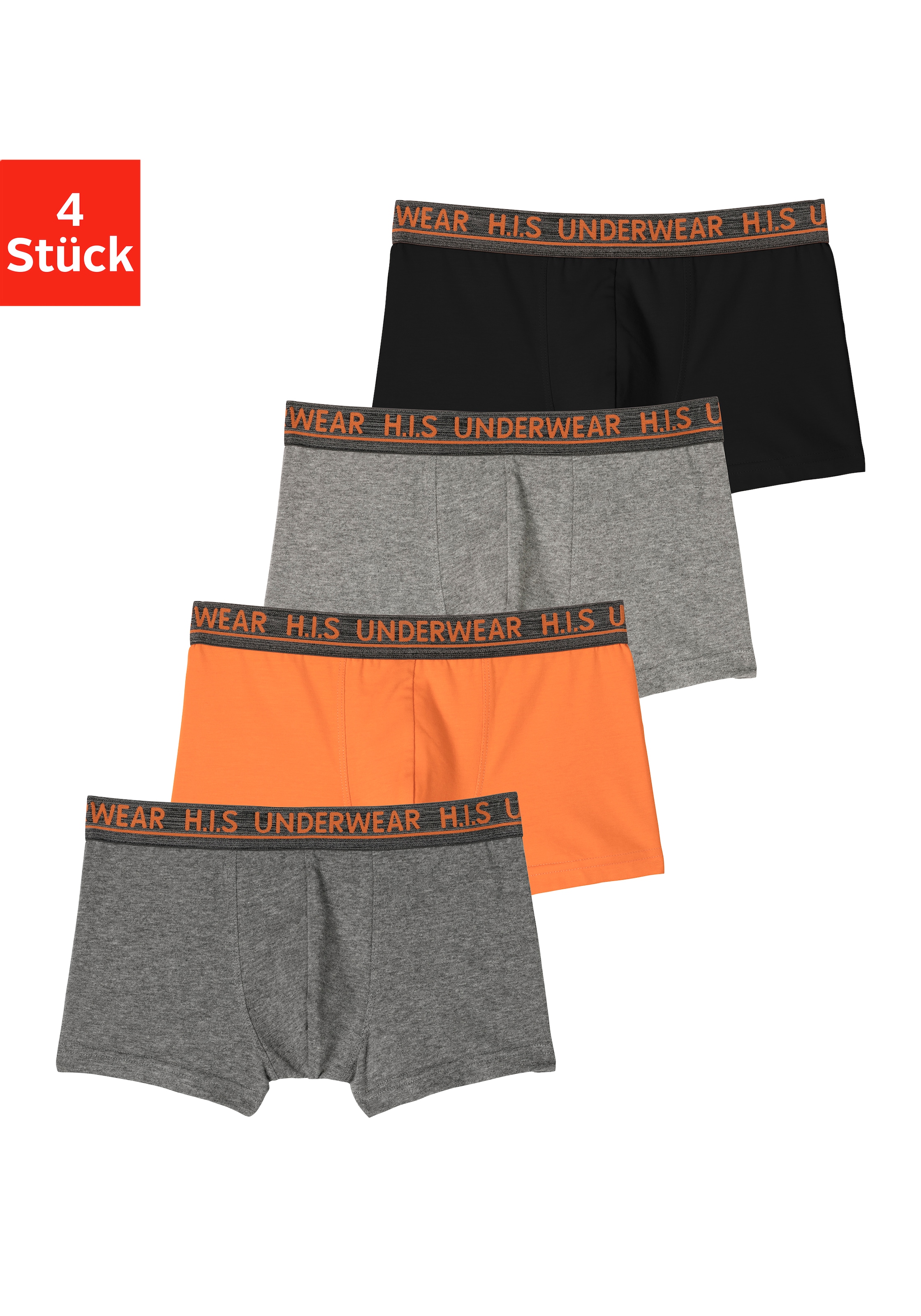 H.I.S Boxer »Boxershorts für Jungen«, 4 Stk. mit meliertem Logo Webbund