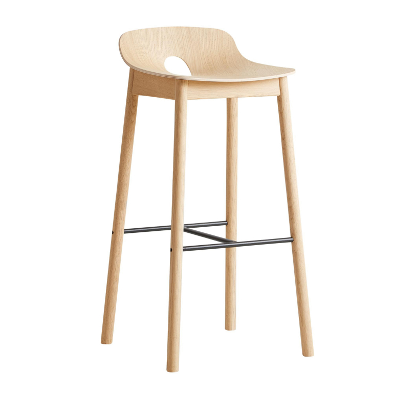Woud Mono barkruk 75 white pigmented oak