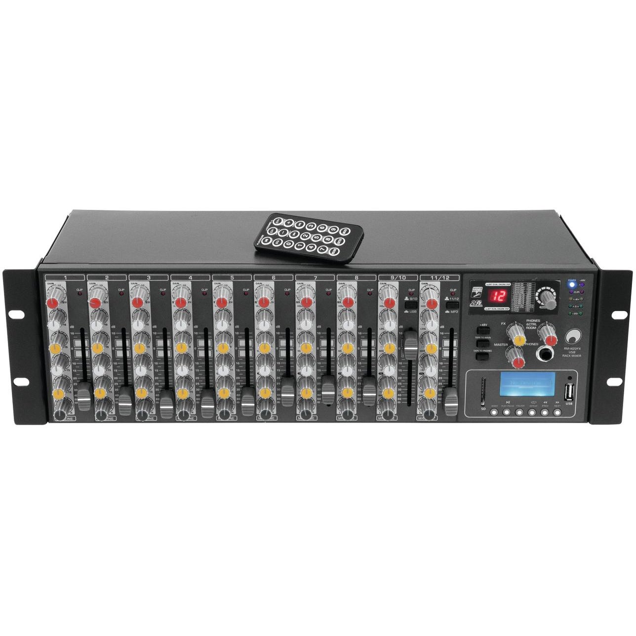 Omnitronic RM-1422FX USB rack mixer met MP3-speler