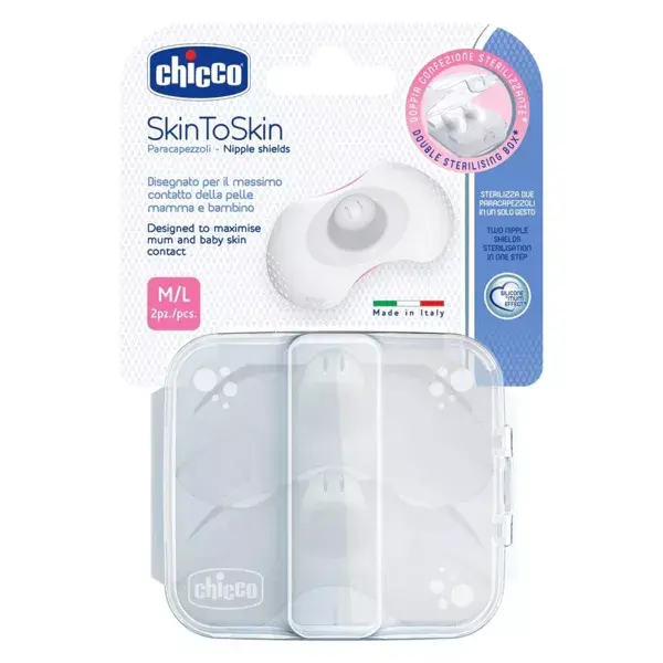 Protetores de mamilo de silicone para amamentação Chicco, tamanho M/G, 2 unidades