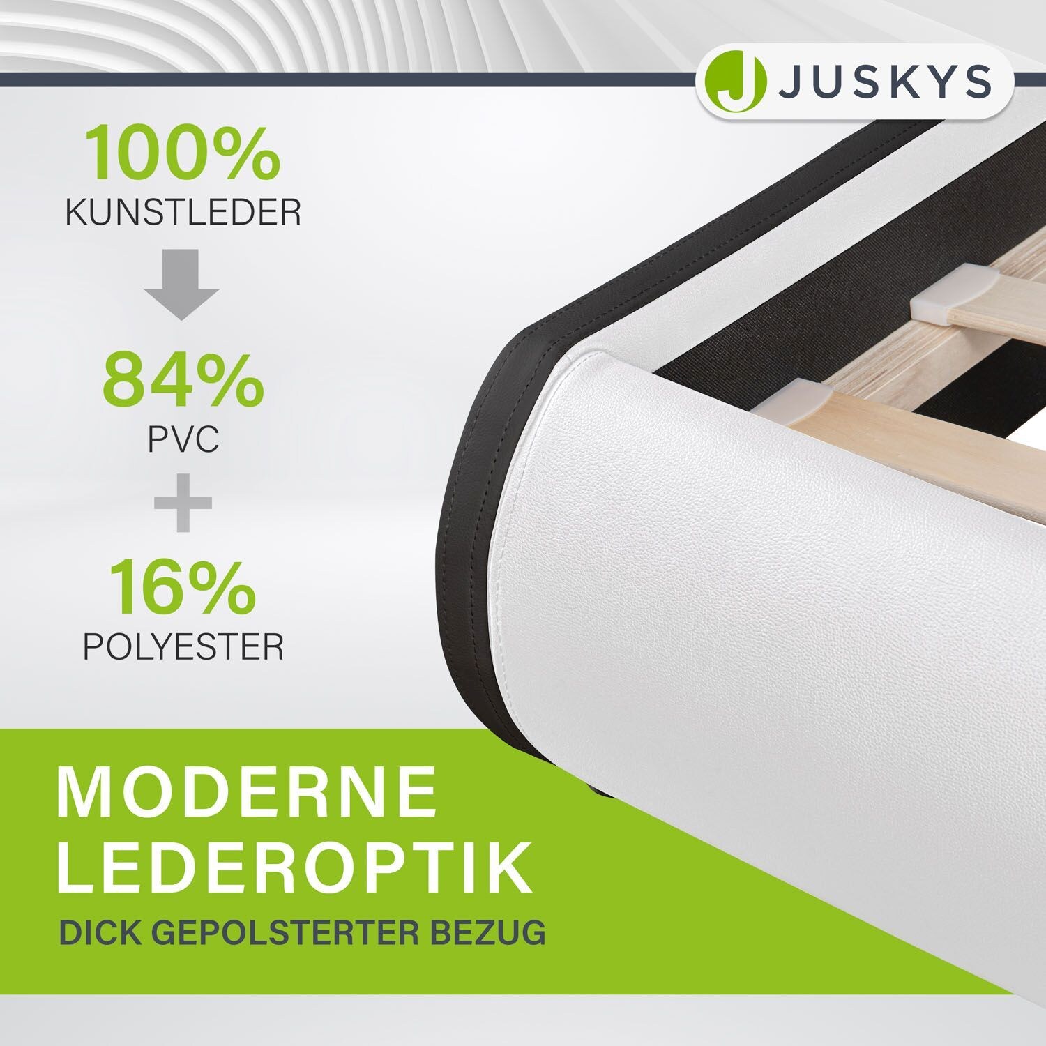 Juskys Polsterbett Sevilla 180 x 200 cm weiß Doppelbett Ehebett mit Kaltschaummatratze
