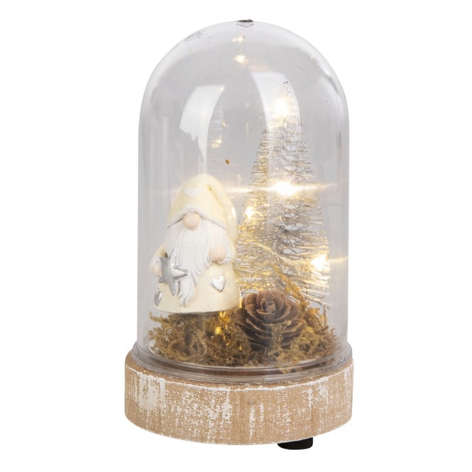 Schneemann in Glasdom mit LED - weiß/grau/silber - ca. 7,5 x 13,5 cm