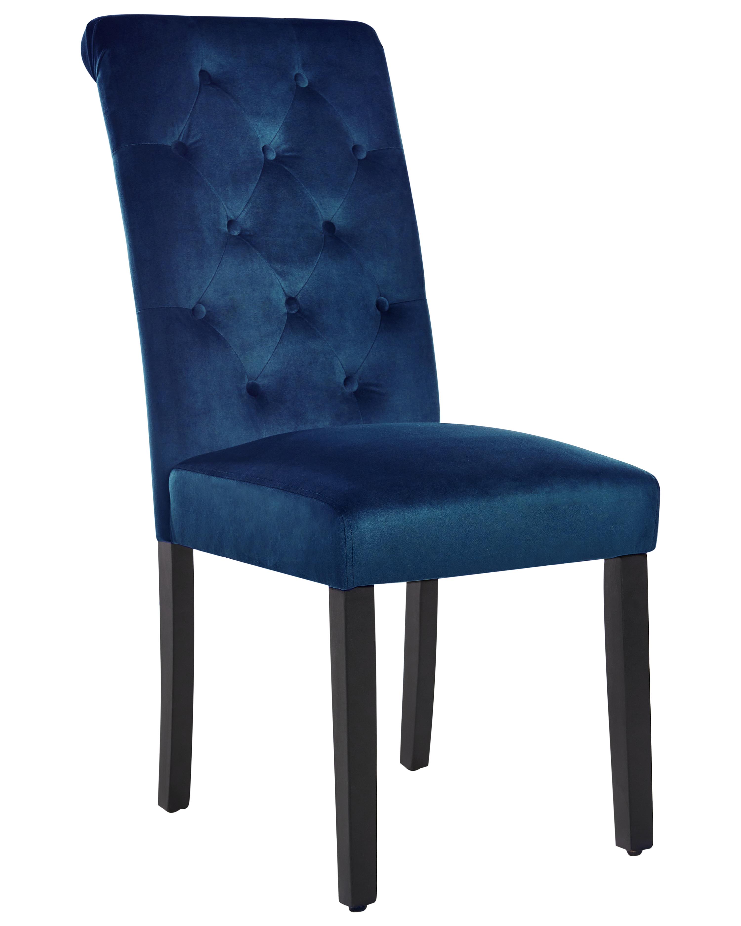 Set van 2 eetkamerstoelen VELVA Fluweel Donkerblauw