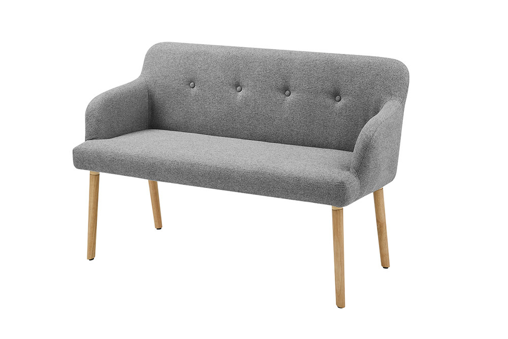 Nordische Sitzbank SCANDINAVIA MEISTERSTÜCK 115cm grau natur Massivholz mit Armlehne