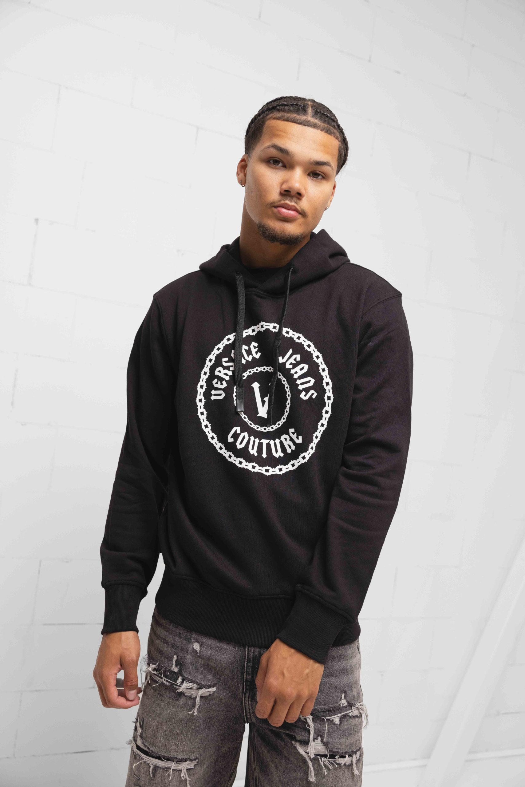 Versace Jeans Couture Chain Hoodie Heren Zwart/Wit