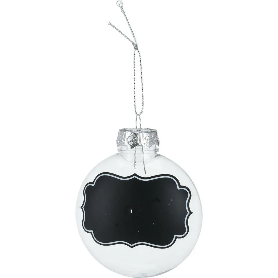 Christmas Decoration kerstballen met krijtvlak -4x 10cm -kunststo