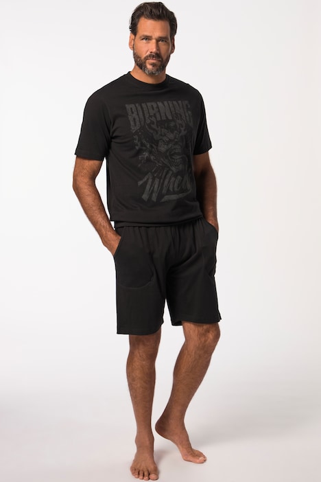 Schlafanzug, kurzer Zweiteiler, Bauchfit, T-Shirt mit Print, bis 8 XL