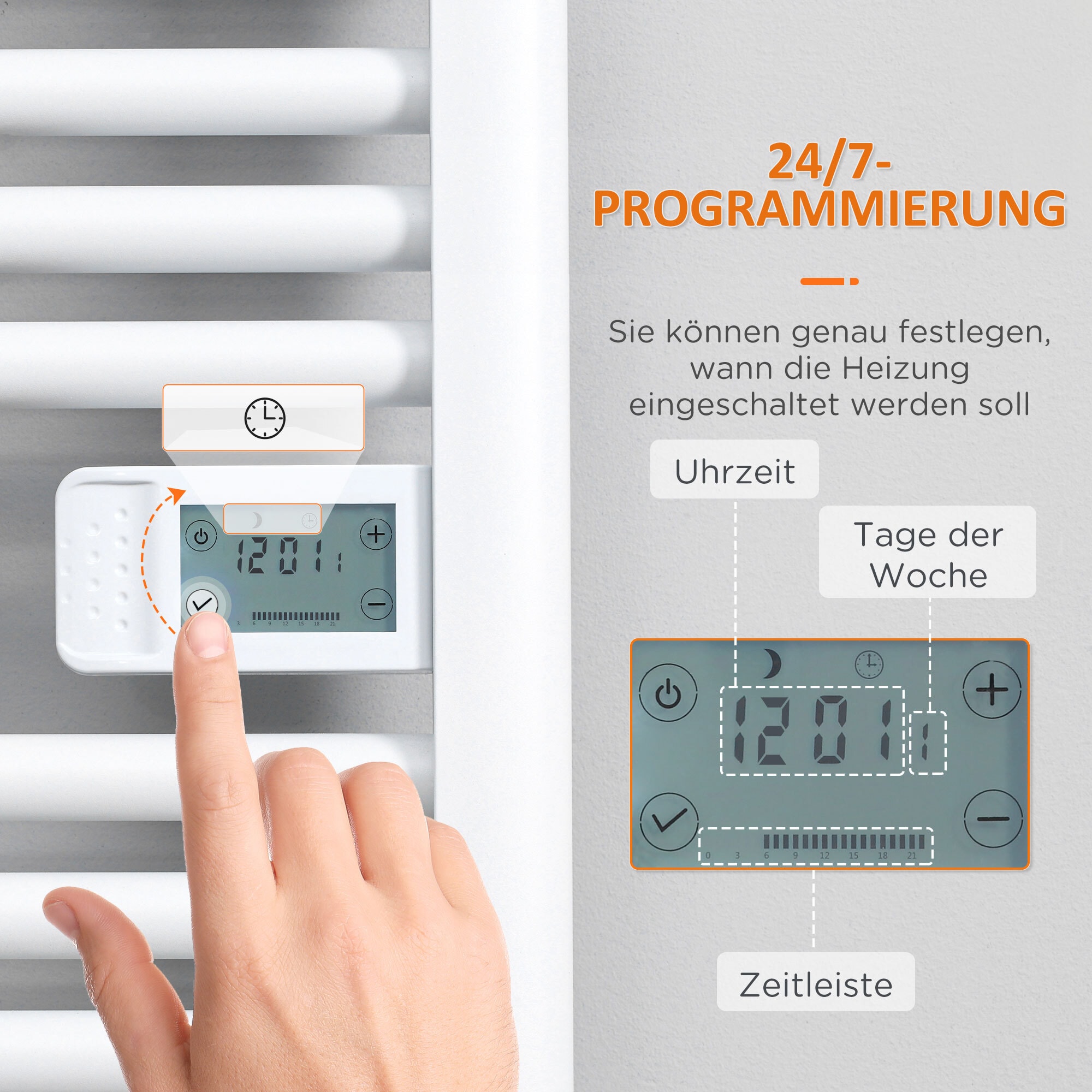 HOMCOM Handtuchwärmer mit Überhitzungsschutz weiß 54L x 4B x 96H cm