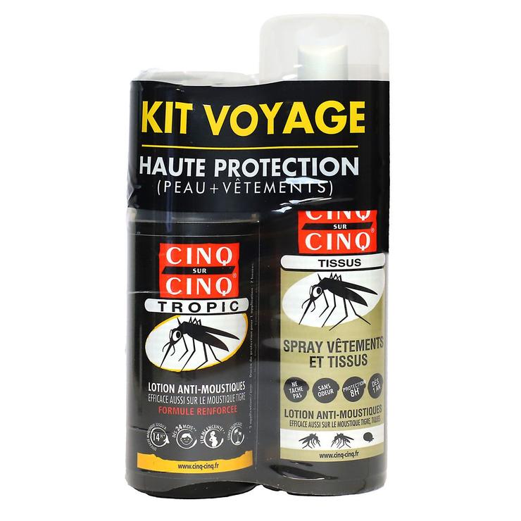 Kit voyage haute protection spray vêtements 100ml + lotion anti-moustiques  75ml