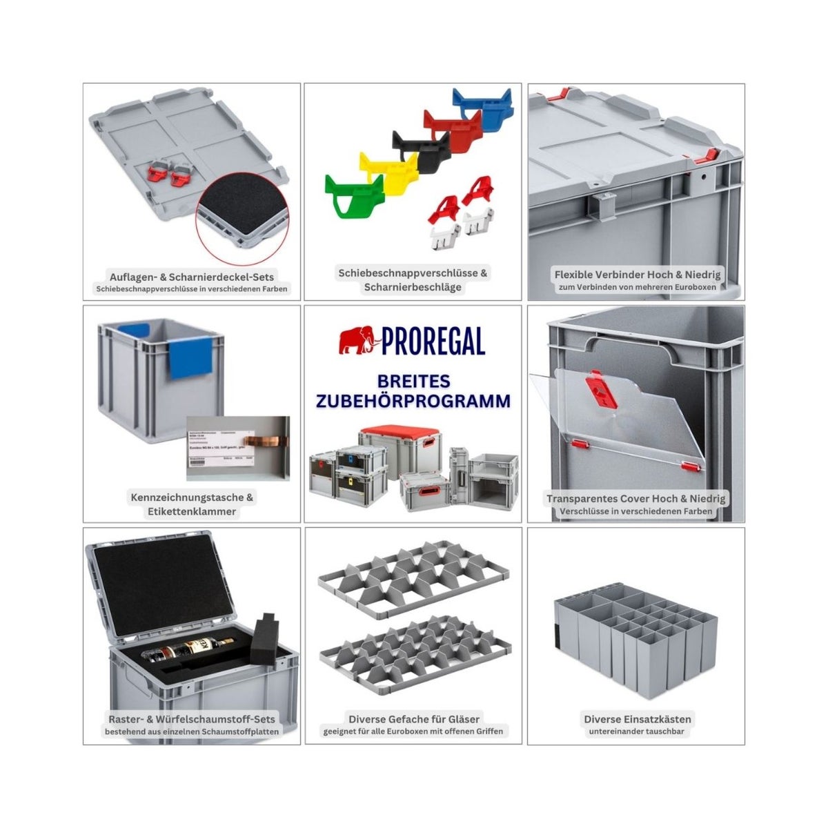 PROREGAL Voordeelset 3x Eurobox Nextgen Economy met scharnierend deksel, gele schuifsluitingen en handgrepen. Afmetingen gesloten (H x B x D): 32 x 40 x 60 cm, 65 liter.