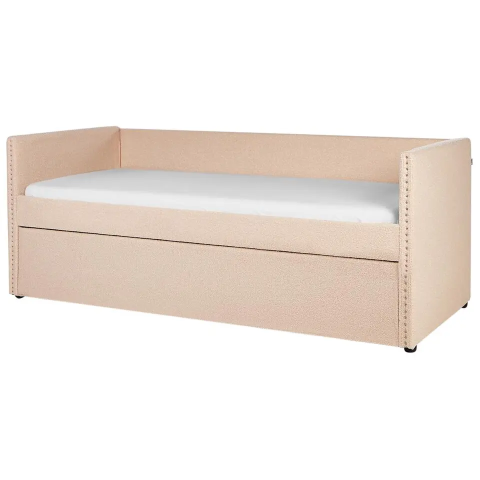 TROYES - Slaapbank - Perzik - 90 x 200 cm - Bouclé