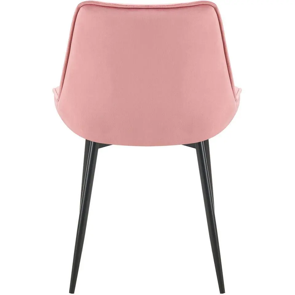 CLP Eetkamerstoel Wallace zwart Frame - Fluweel - roze