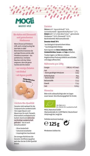 MOGLi Bio Zitronen Kekse mit Himbeere