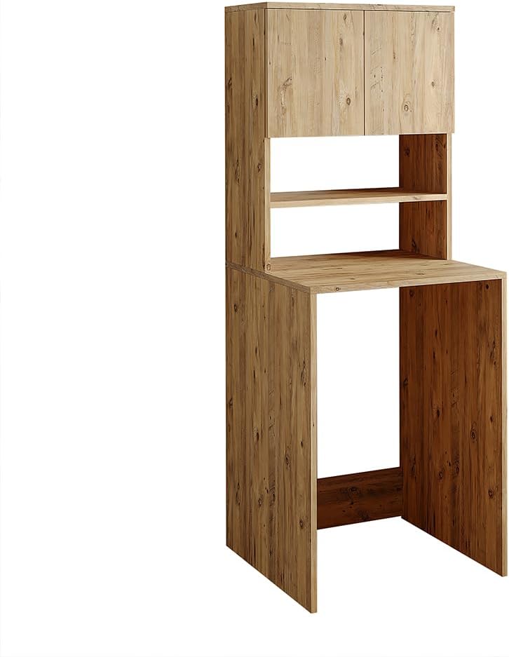 Badezimmer, Waschmaschinenüberbau, Waschturm, Waschmachinenregal, BHT: 65 x 181 x 60 cm (Eiche)
