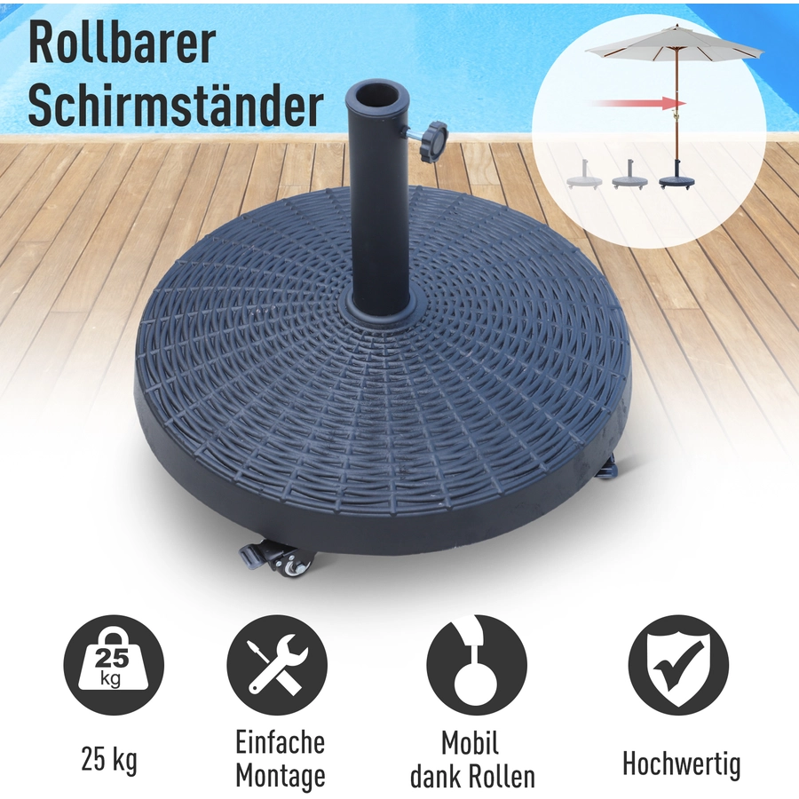 Outsunny Sonnenschirmständer in Rattanoptik anthrazit