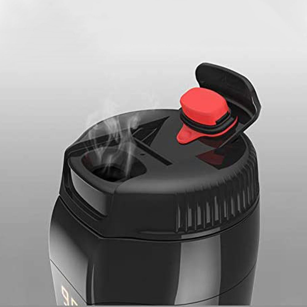 (350ml) 12V Elektrischer Edelstahl Auto Wasserkocher KFZ Reise Heizbecher mit Überlaufschutz 25~90°C - Schwarz