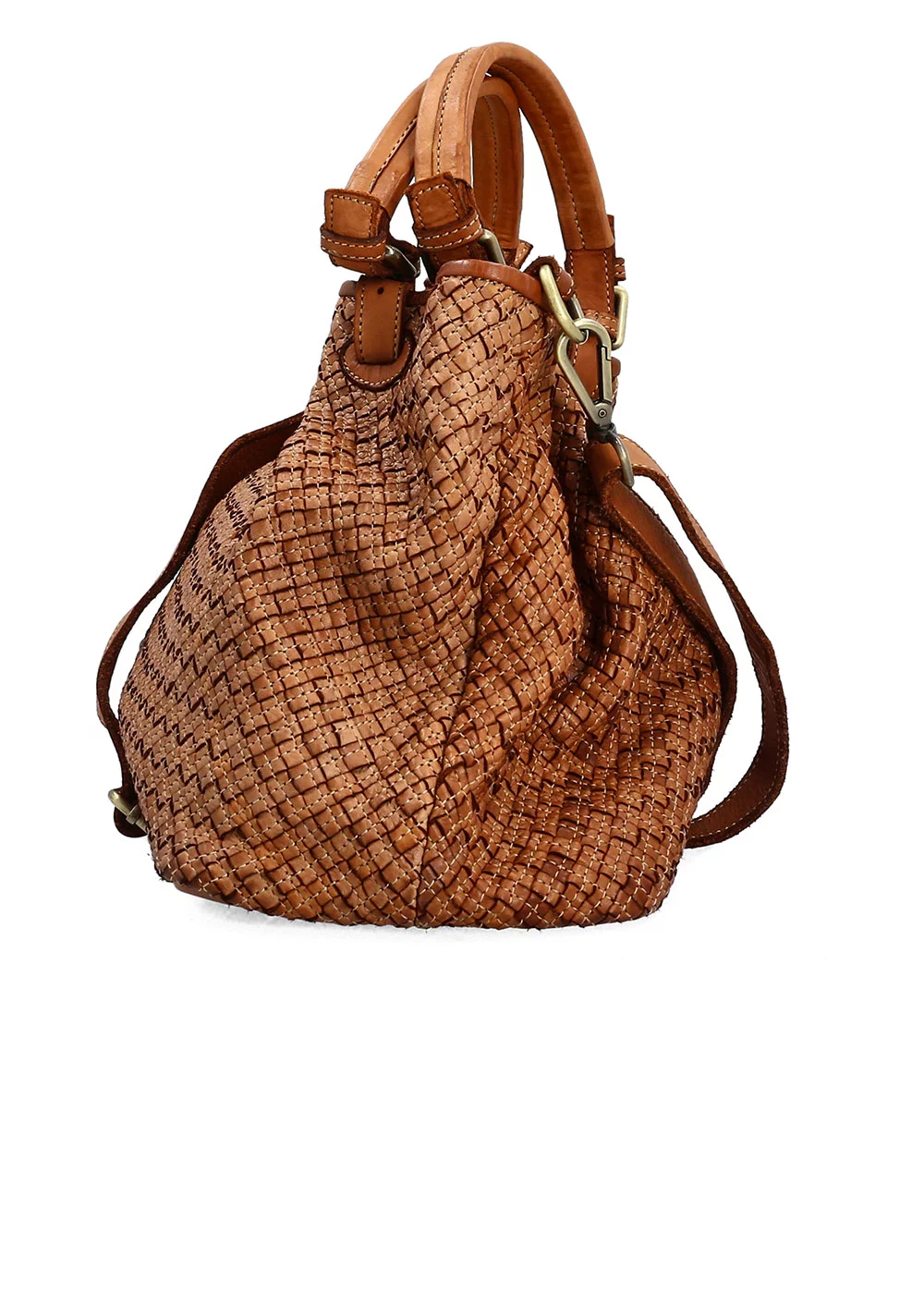 TRIBECA CUIR TRESSEE AGNESE COGNAC
