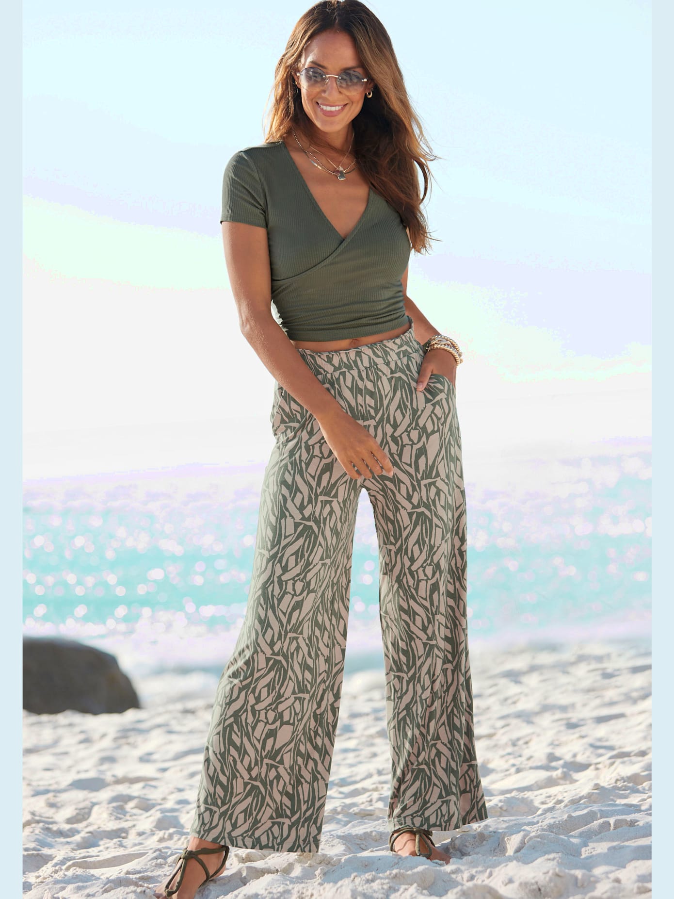 Pantalon en jersey pantalon d'été léger au look paperbag