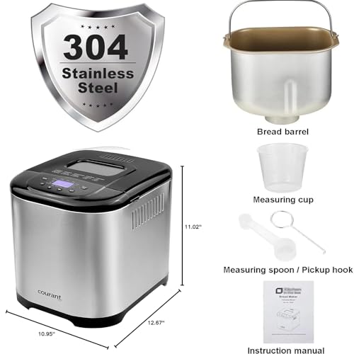 WaaYb Machine à Pain, Fabricants de Pains entièrement automatiques, Acier Incomparable 304, 15 menus prédéfinis et minuterie 15H et 1h Keep au Chaud, gâteau de yogourt à Pain de Pain de Pain de Pain : Cuisine et Maison