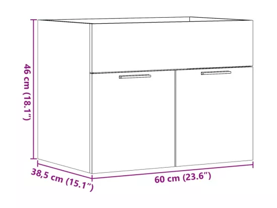 Armoire d'évier Gris béton 60x38,5x46 cm Aggloméré