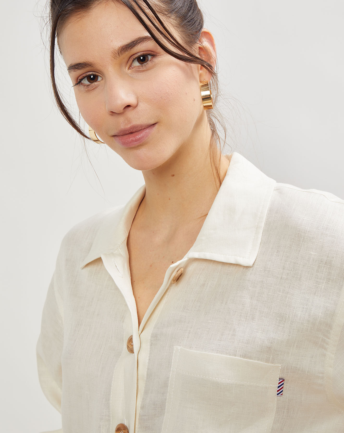 La Petite Francaise Veste 100% Lin Vera écrue