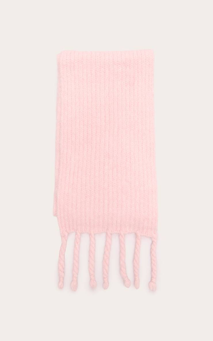 Rose Écharpe En Grosse Maille Avec Détails À Pompons