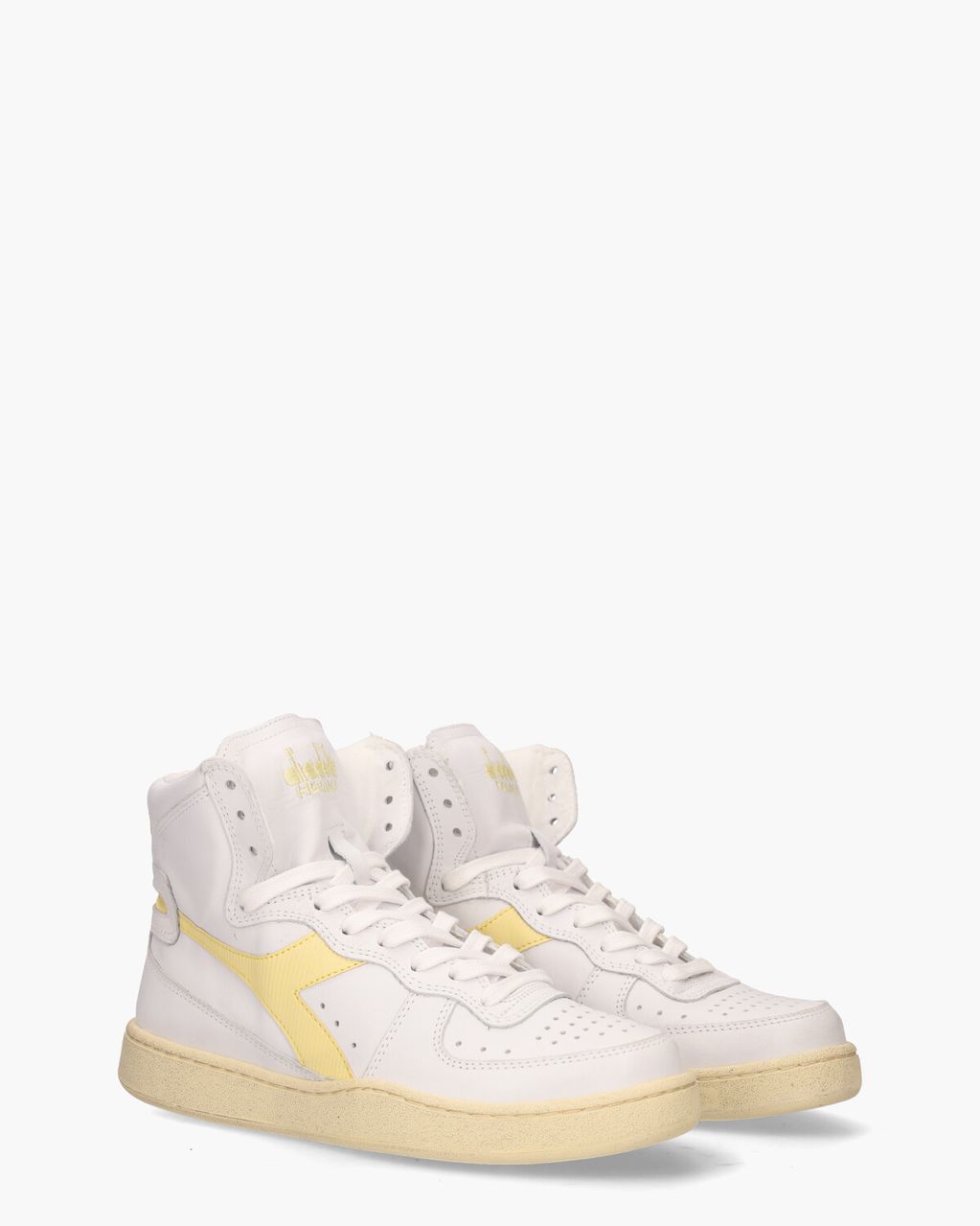 Diadora Heritage Mi Basket Used Wit/Lichtgeel Damessneakers