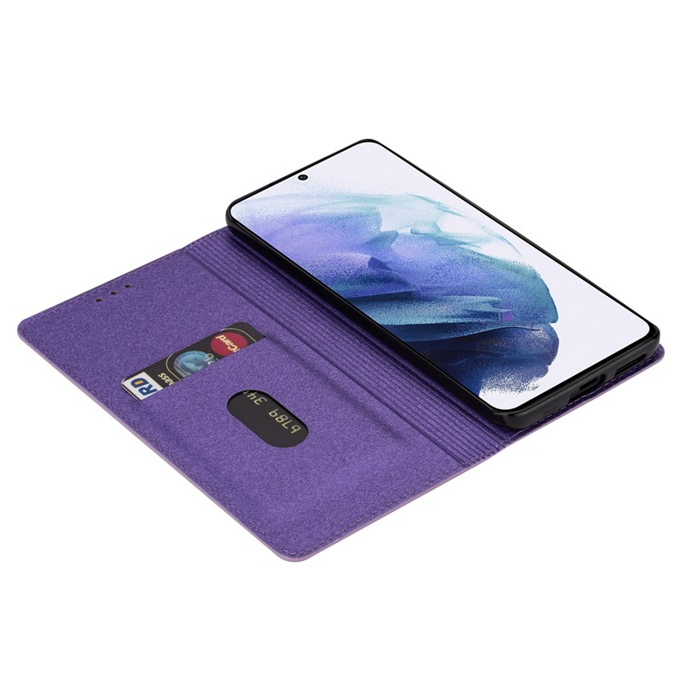 Samsung Galaxy S25  Plus Flip Wallet Cover Leder Tasche Glitzer Optik - Lila