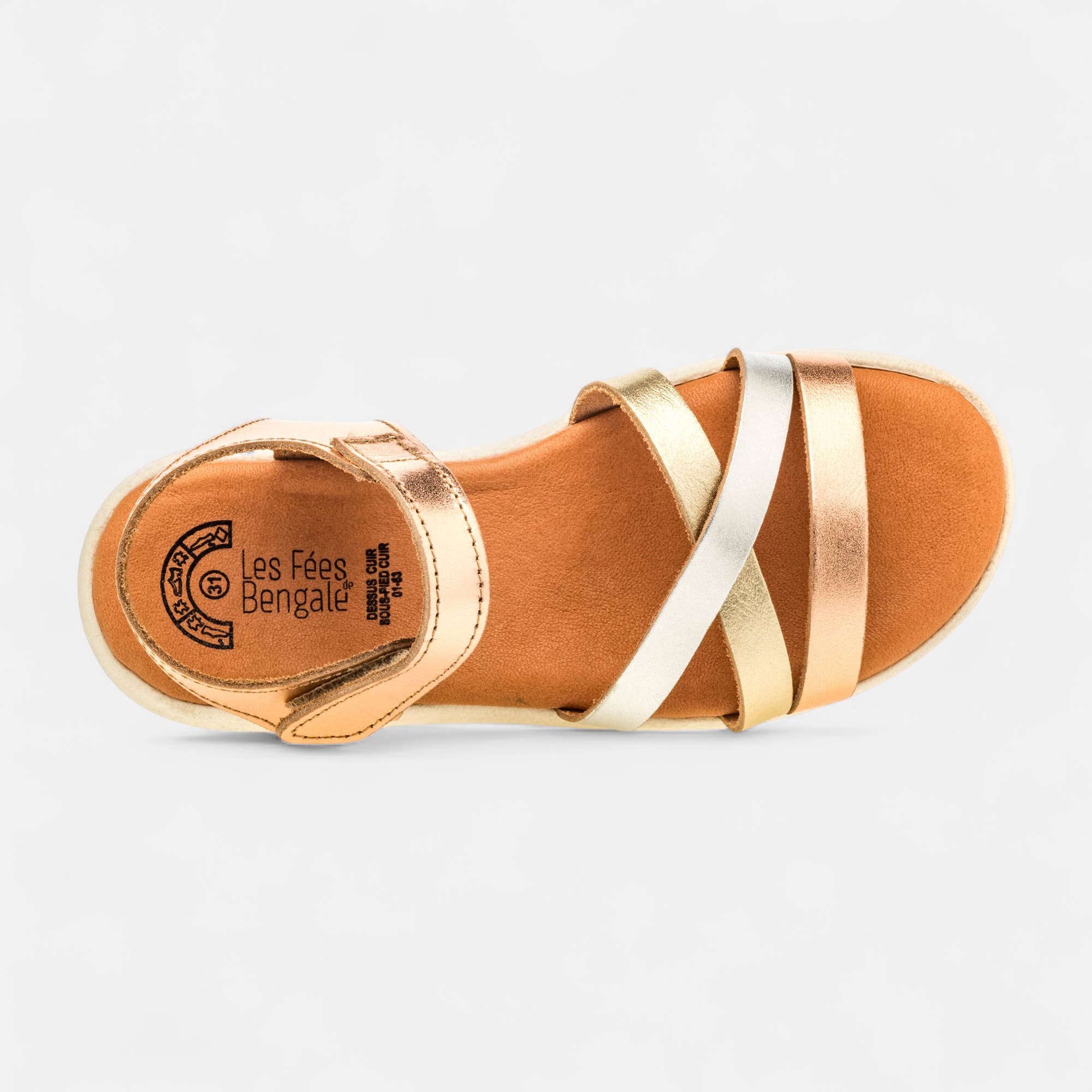 Sandales Fille en cuir neutre