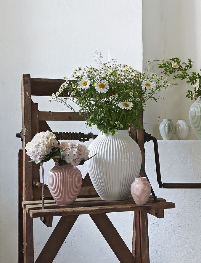 Knabstrup Keramik Knabstrup, vase, hvid riller, 35 cm Ripple white