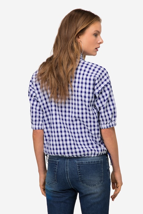 Karobluse, oversized, Seersucker, Troyerkragen, Halbarm, OEKO-TEX