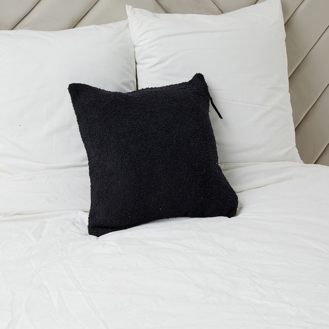 Haomy Housse de coussin bouclette Erode noire - 45x45 cm