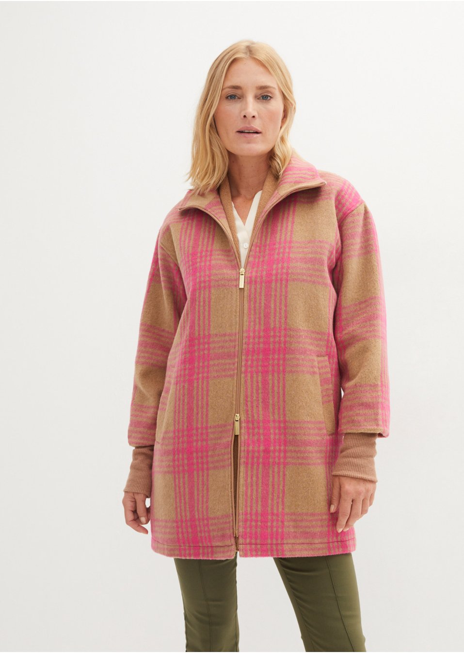 Veste longue à carreaux